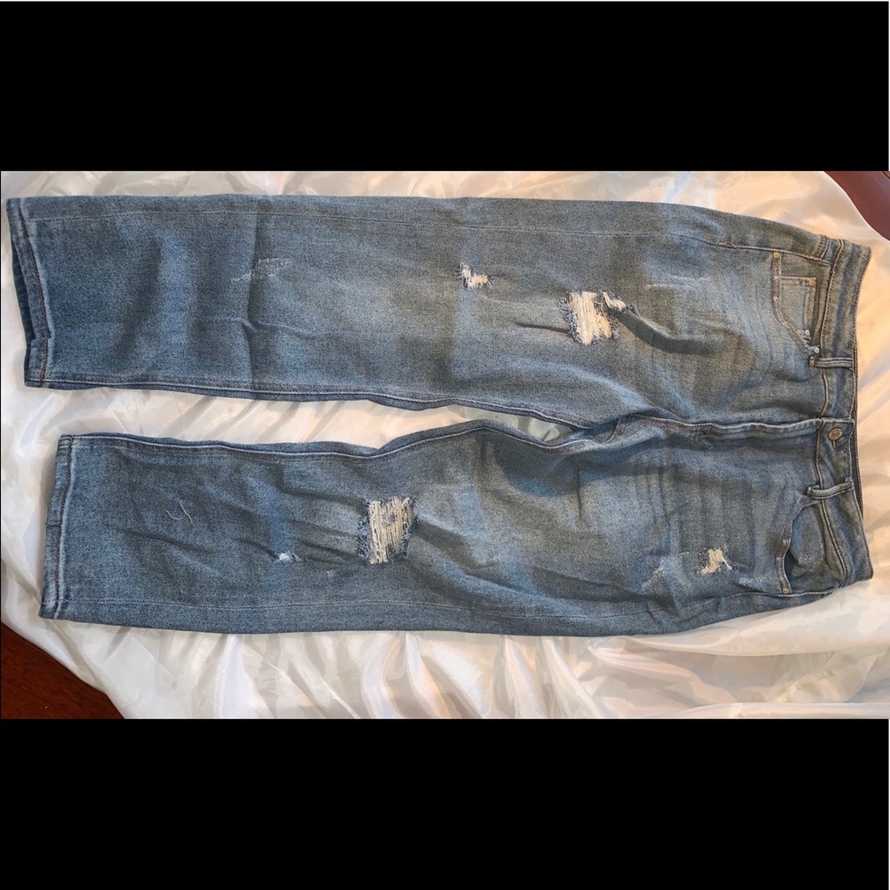 Medium Wash distressed mom jeans